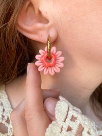 Pampilles FLORETTE couleur corail - boucles d’oreilles interchangeables