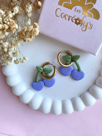 Pampilles cerise bleu lavande SERENA - boucles d’oreilles interchangeables