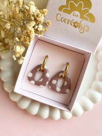 Pampilles AMBRE réversibles nude à pois beige - boucles d’oreilles interchangeables