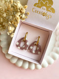 Pampilles AMBRE réversibles nude à pois beige - boucles d’oreilles interchangeables