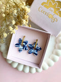 Pampilles TIARÉ réversibles couleurs bleu marine, blanc - boucles d’oreilles interchangeables
