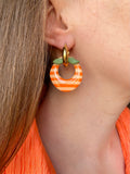 Pampilles SOËLLE orange à rayures orange et pêche - boucles d’oreilles interchangeables
