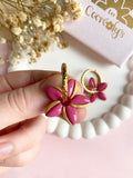 Pampilles TIARÉ rose tropical doré ou blanche dorée - boucles d’oreilles interchangeables