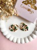 Pampilles AMBRE beige effet sable motifs palmiers cocos - boucles d’oreilles interchangeables