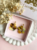 Pampilles FLORALIE marbré marron, jaune - boucles d’oreilles interchangeables