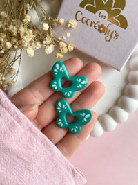 Pampilles papillons OPHÉLIA framboise ou vert émeraude - boucles d’oreilles interchangeables