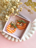 Pampilles SOËLLE orange à rayures orange et pêche - boucles d’oreilles interchangeables