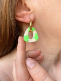 Pampilles AMBRE beige effet sable chaud motifs tortues de mer - boucles d’oreilles interchangeables