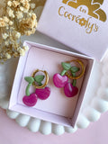 Pampilles cerise couleur framboise intense SERENA - boucles d’oreilles interchangeables