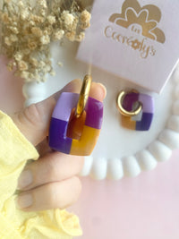 Pampilles ÉZIA couleurs cassis,violine, lilas et tournesol - boucles d’oreilles interchangeables