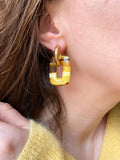 Pampilles ÉZIA marbré marron jaune - boucles d’oreilles interchangeables