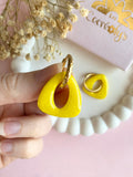 Pampilles AMBRE jaune ou abricot PAILLETÉES - boucles d’oreilles interchangeables