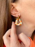 Pampilles AMBRE réversibles écru oranges - boucles d’oreilles interchangeables