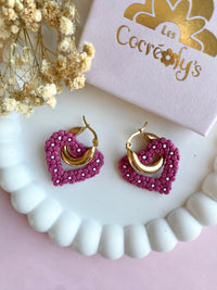 Pampilles ROSALIE COEUR framboise intense ou éclats de couleurs - boucles d’oreilles interchangeables