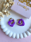 Pampilles AMBRE effet quartz rose ou quartz violet - boucles d’oreilles interchangeables
