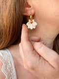 Pampilles JEANINE blanc éclats rose et orange fluo - boucles d’oreilles interchangeables