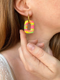 Pampilles ÉZIA marbré fluo pointe de doré - boucles d’oreilles interchangeables