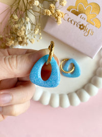 Pampilles AMBRE rose ou bleu PAILLETÉES - boucles d’oreilles interchangeables
