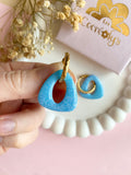 Pampilles AMBRE rose ou bleu PAILLETÉES - boucles d’oreilles interchangeables