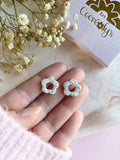 Pampilles FLORETTE blanche éclats argentés - boucles d’oreilles interchangeables