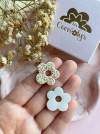 Pampilles FLORALIE abricot , doré ou blanche éclats doré - boucles d’oreilles interchangeables