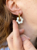 Pampilles MARIETTE blanc nacré ou bleu lagon nacré ou bleu roi - boucles d’oreilles interchangeables