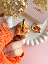 Pampilles FLORALIE réversibles écru oranges - boucles d’oreilles interchangeables