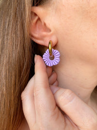 Pampilles MANOLA lilas ou beige - boucles d’oreilles interchangeables