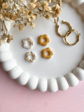 Pampilles FLORETTE doré ou blanche éclats dorés - boucles d’oreilles interchangeables