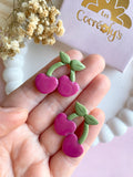 Pampilles cerise couleur framboise intense SERENA - boucles d’oreilles interchangeables