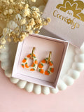 Pampilles AMBRE réversibles écru oranges - boucles d’oreilles interchangeables
