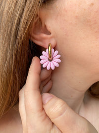 Pampilles APPOLINE rose doux ou jaune soleil - boucles d’oreilles interchangeables