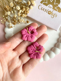 Pampilles PAULA hibiscus rose tropical ou blanc - boucles d’oreilles interchangeables