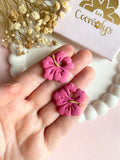 Pampilles PAULA hibiscus rose tropical ou blanc - boucles d’oreilles interchangeables