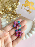 Pampilles TIARÉ réversibles couleurs émeraude, fushia et mauve - boucles d’oreilles interchangeables