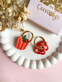 Pampilles SERENA poivron couleur corail, jaune ou rouge - boucles d’oreilles interchangeables