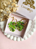 Pampilles SIA feuille de monstera effet marbré ou effet gouttelettes - boucles d’oreilles interchangeables