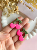 Pampilles cerise couleur rose fluo SERENA - boucles d’oreilles interchangeables