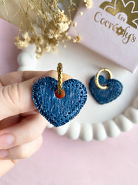 Pampilles INAYA effet Denim bleu foncé - boucles d’oreilles interchangeables