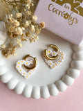 Pampilles ROSALIE COEUR blanc et jaune ou rouge et noir - boucles d’oreilles interchangeables