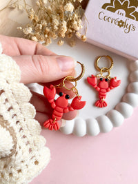 Pampilles SÉB petit homard anneau, couleur corail - boucles d’oreilles interchangeables