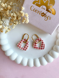 Pampilles AMBRE réversibles vichy rouge - boucles d’oreilles interchangeables