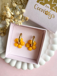 Pampilles THAÏS rose doux ou jaune soleil - boucles d’oreilles interchangeables