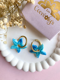 Pampilles DAPHNÉ dégradé de bleus - boucles d’oreilles interchangeables