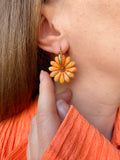 Pampilles APPOLINE marbré orangé, doré - boucles d’oreilles interchangeables