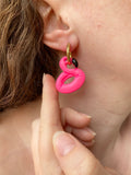 Pampilles MAËLLE bouée flamant rose - boucles d’oreilles interchangeables