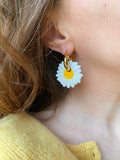 Pampilles LÉONIE blanche marguerite - boucles d’oreilles interchangeables