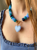 Collier SUZANNE aux jolis tons bleu pour charm's interchangeables
