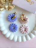 Pampilles APPOLINE bleu lavande ou beige éclats framboise intense bleu lavande - boucles d’oreilles interchangeables