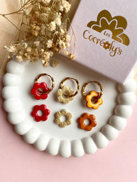 Pampilles MARIETTE rouge cerise ou terracotta nacré ou doré réversibles - boucles d’oreilles interchangeables